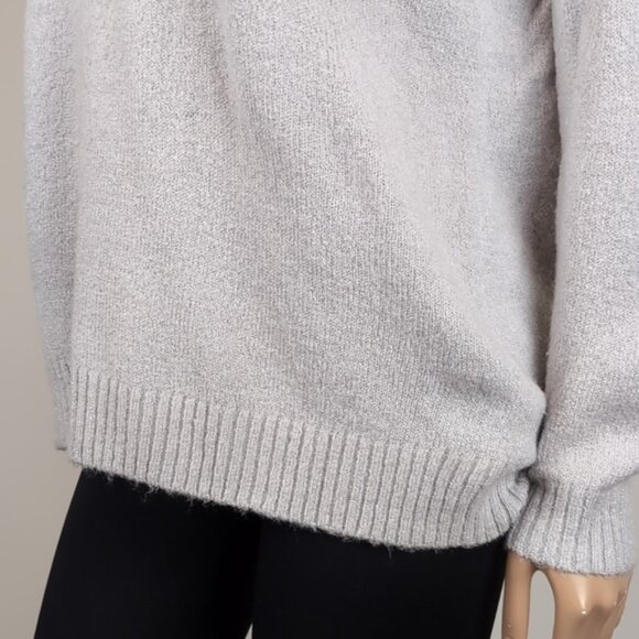 3/$20 Forever 21 Crochet Overlay Sweater Winter Pullover Slouchy Ribbed Grey - Picture 4 of 10